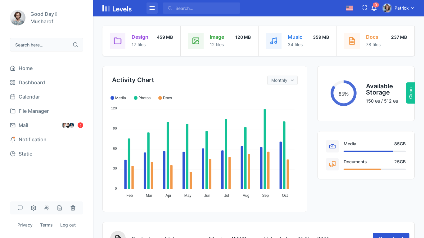 Levels - Tailwind E-Commerce Dashboard Template