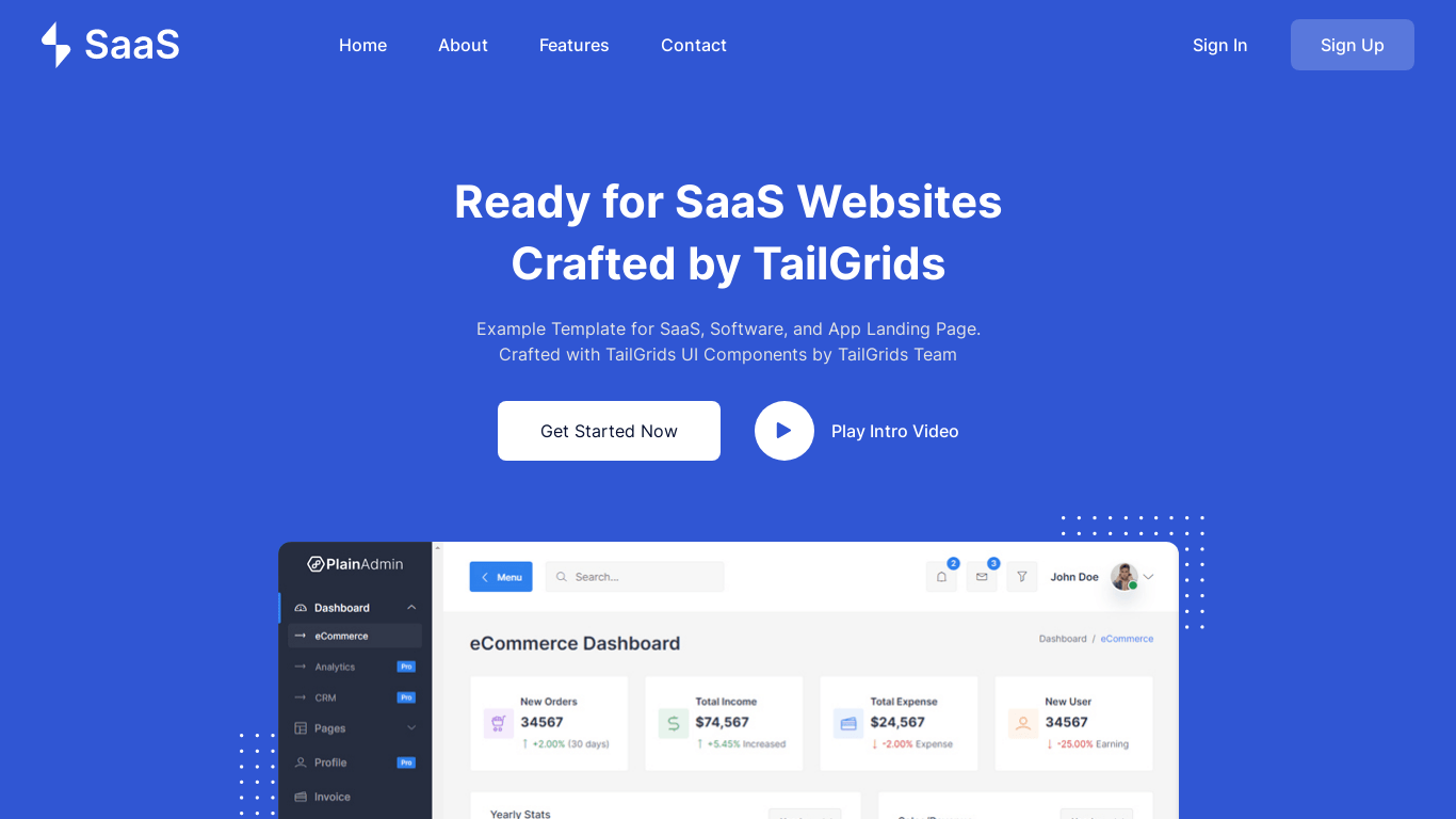 SaaS - Tailwind SaaS Landing Page Template