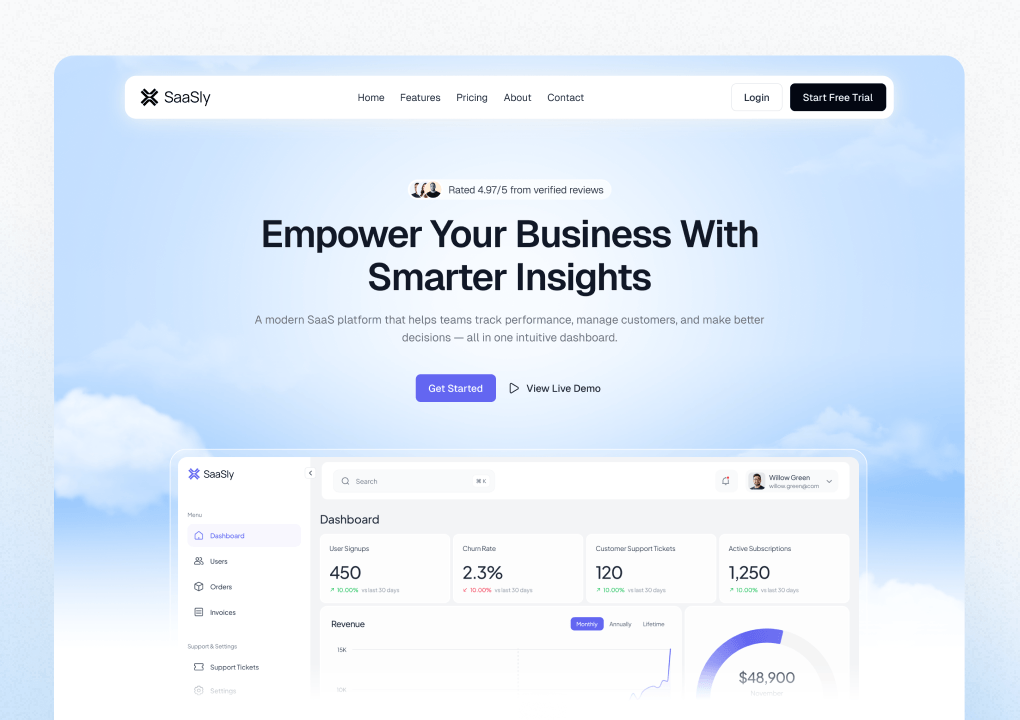 SaaSly - Modern React SaaS Website Template