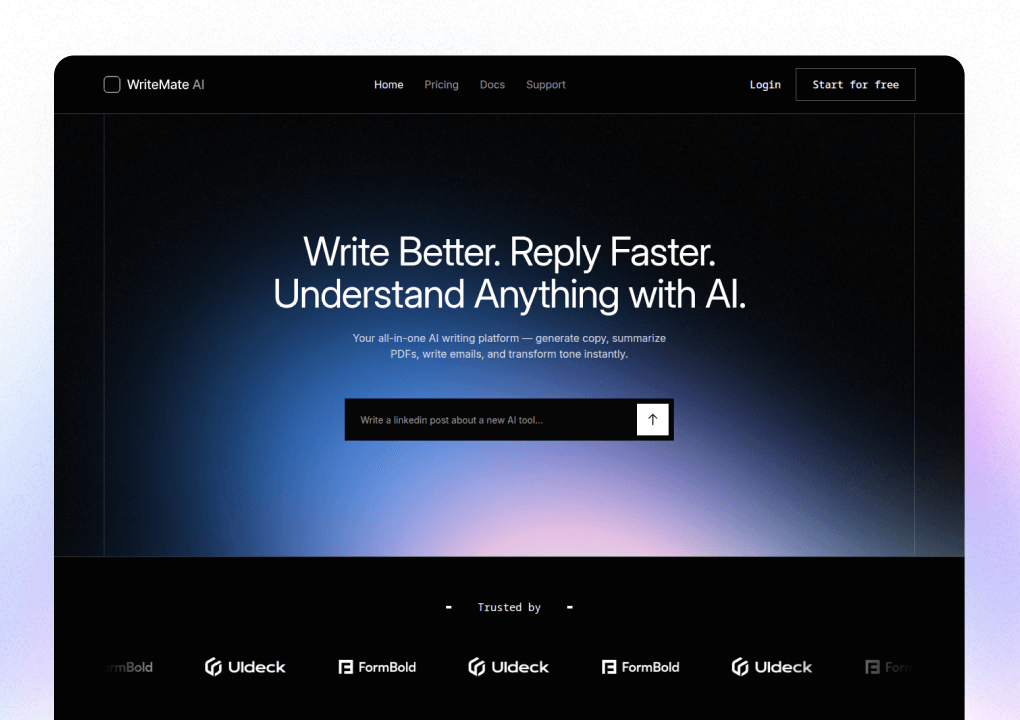 WriteMate AI - React AI Website Template for Multi-LLM Content Platforms