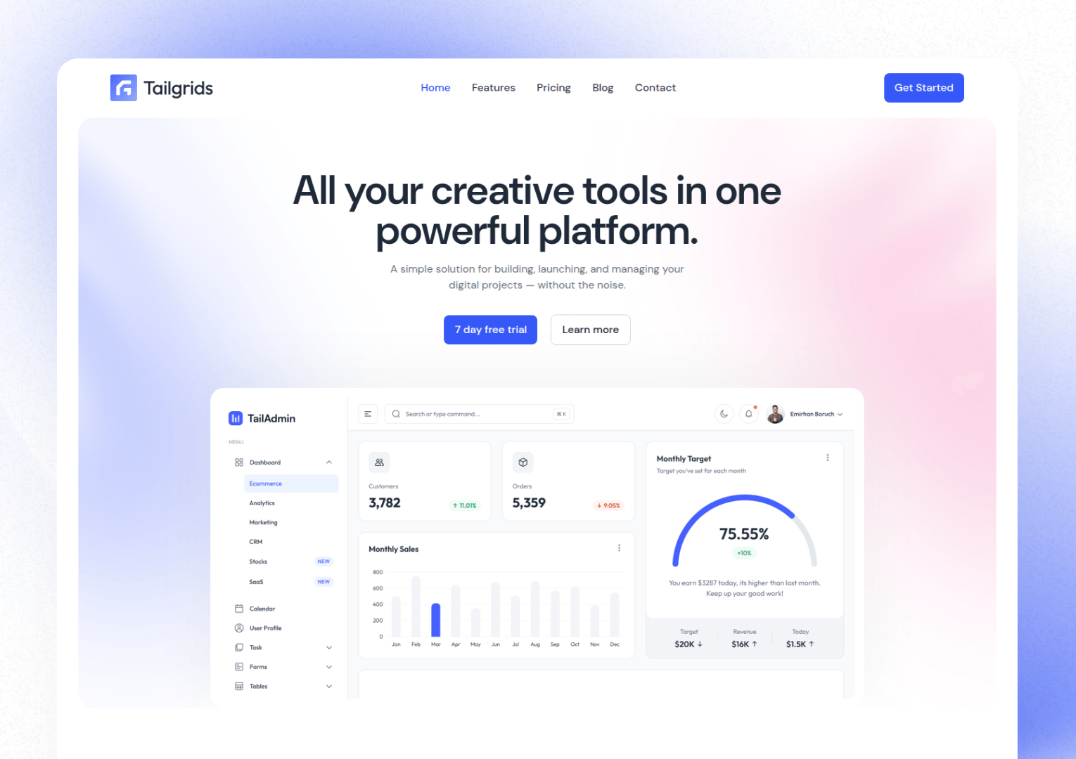 SaasSpace – React & Tailwind CSS SaaS Landing Page 