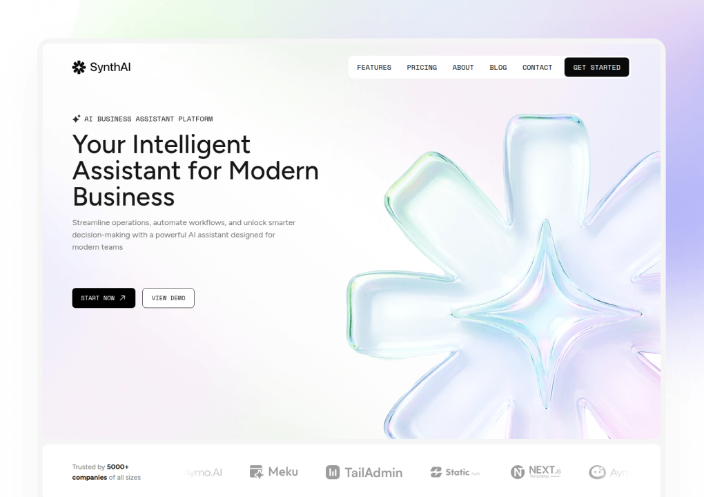Synth AI - React AI Business Assistant Website Template