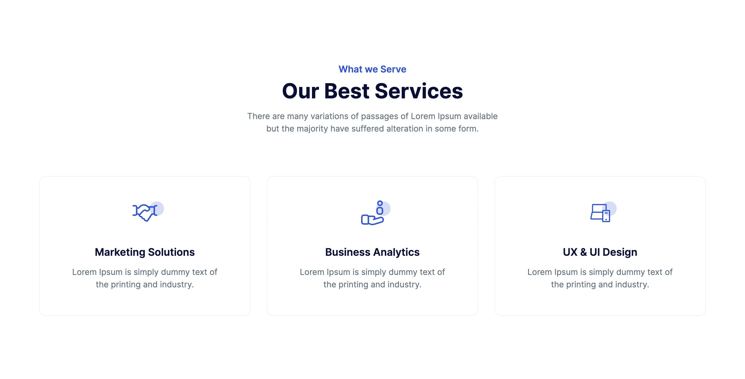 Service Highlights Section with Card Hover Effect