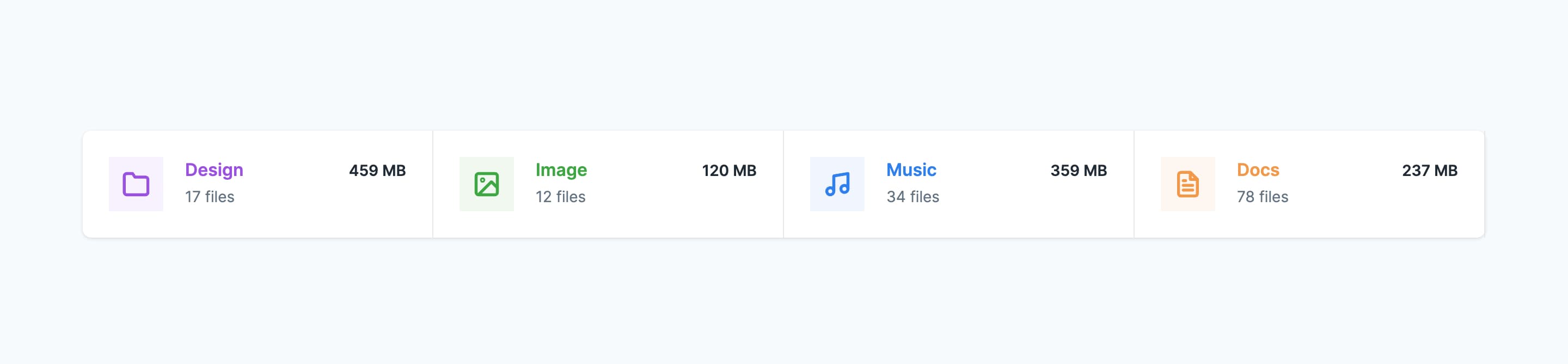 React  File Stats Card with Icons