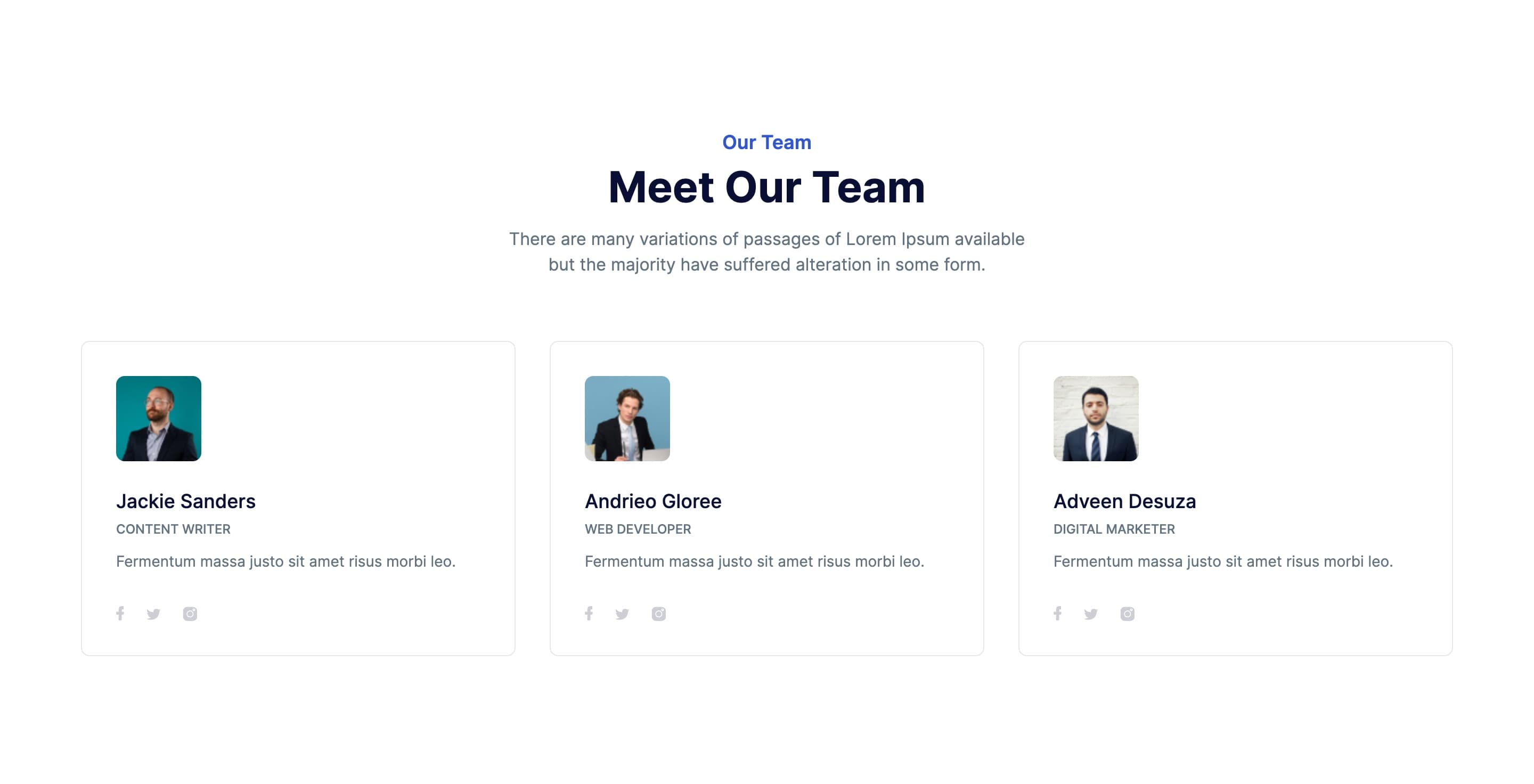 Team Member Card with Social Links and Hover Effect