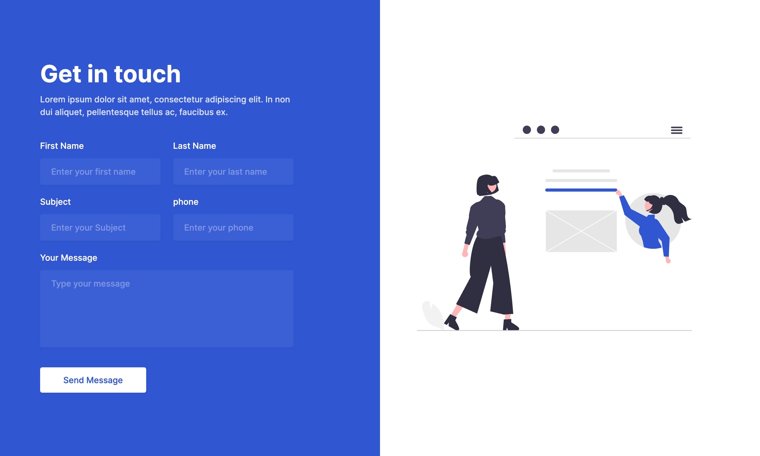 React Split-Screen Contact Form with Illustration