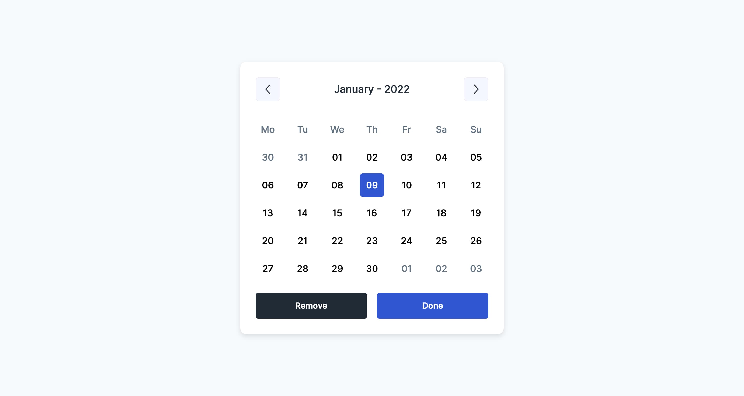 React Calendar Date Picker with Buttons