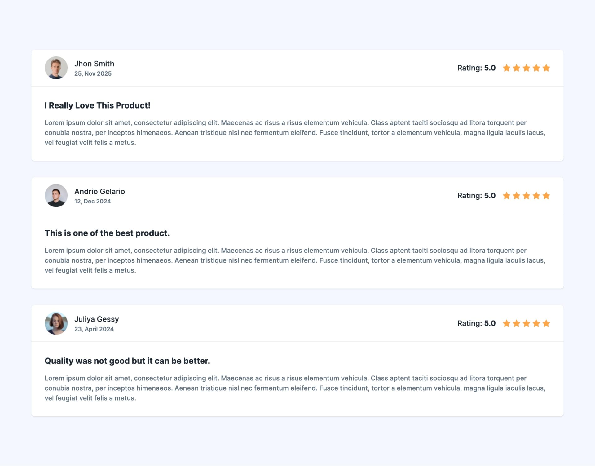 Simple Customer Review Component