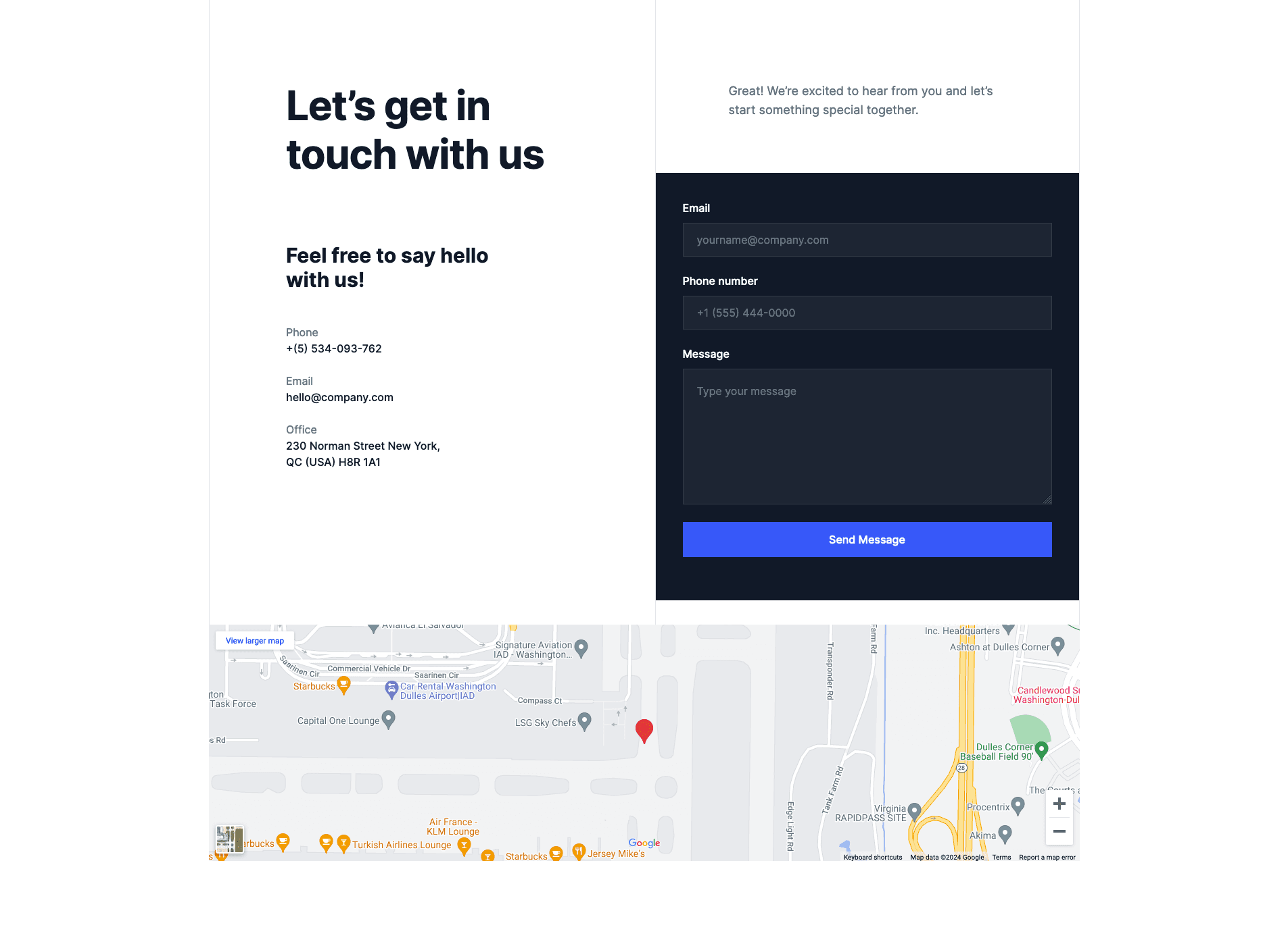 React Contact Form with Sidebar and Map