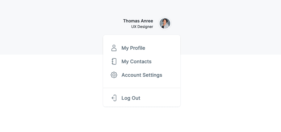 React Dashboard User Profile Dropdown