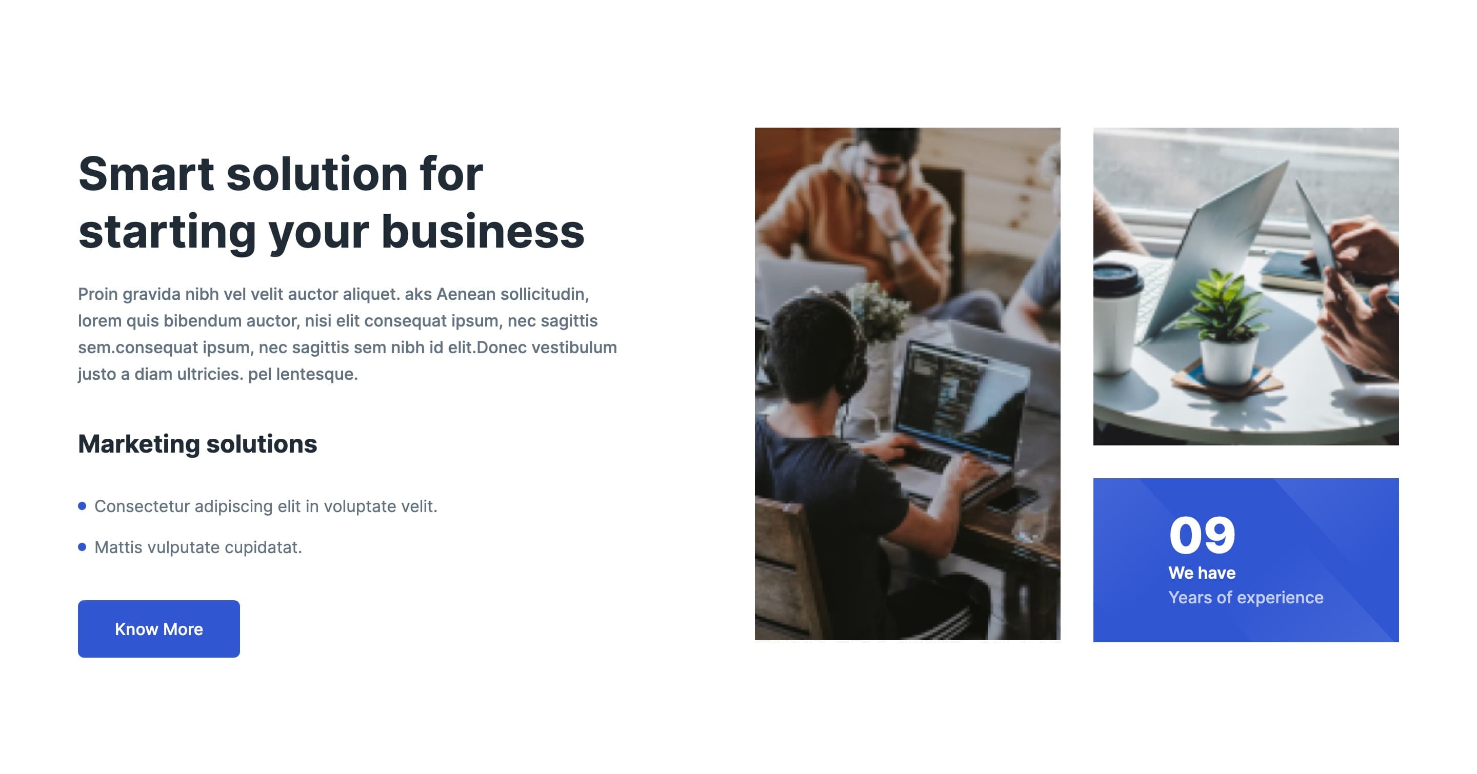 React About Section with Numbered Highlights and CTA
