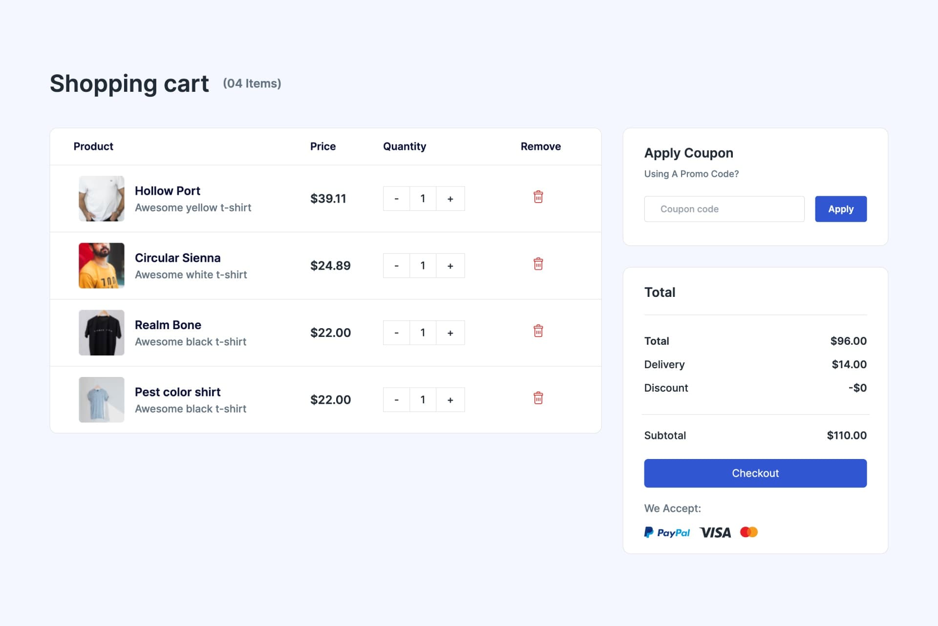 React Shopping Cart Summary with Coupon Code Field