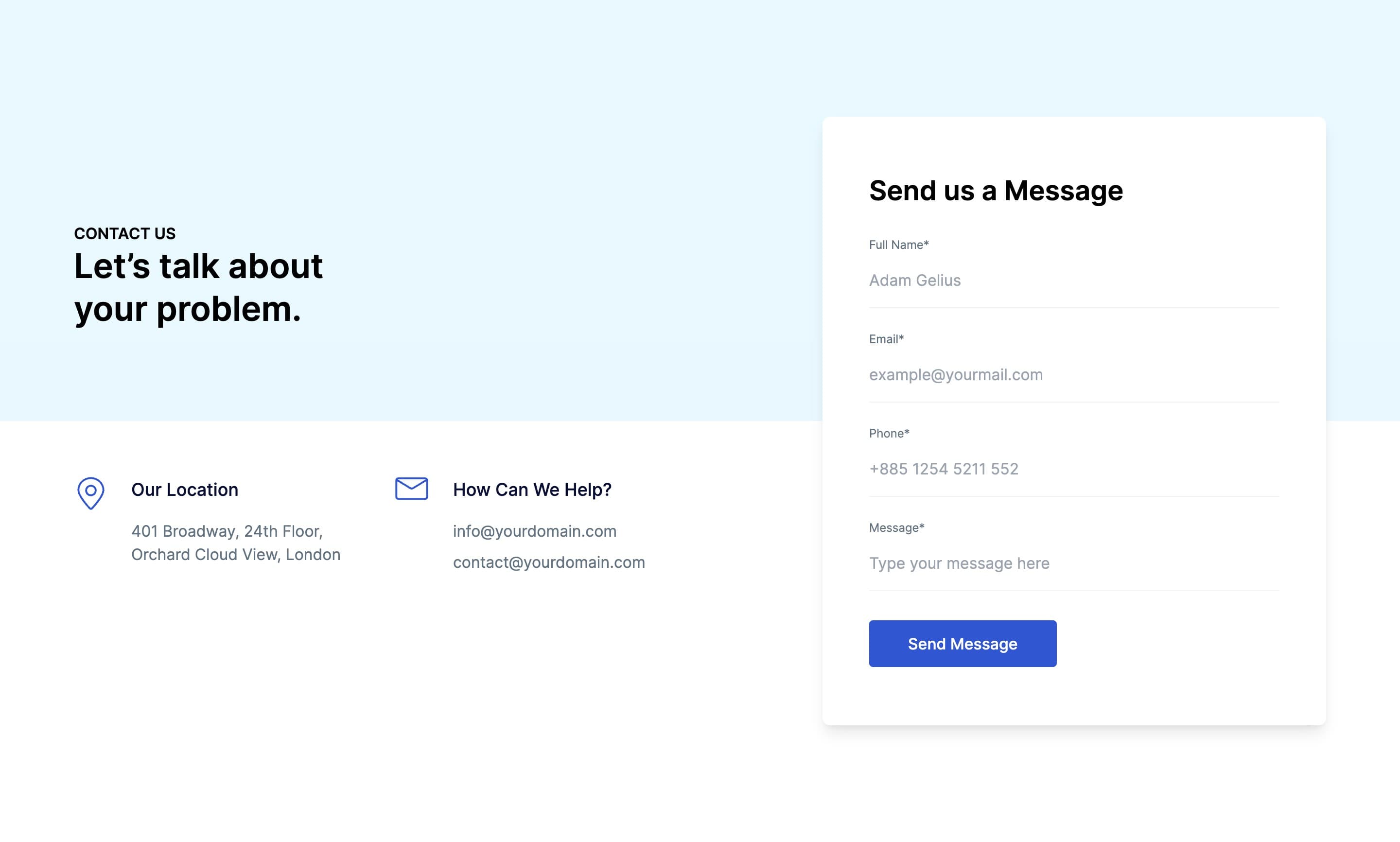 React Split-Screen Contact Form