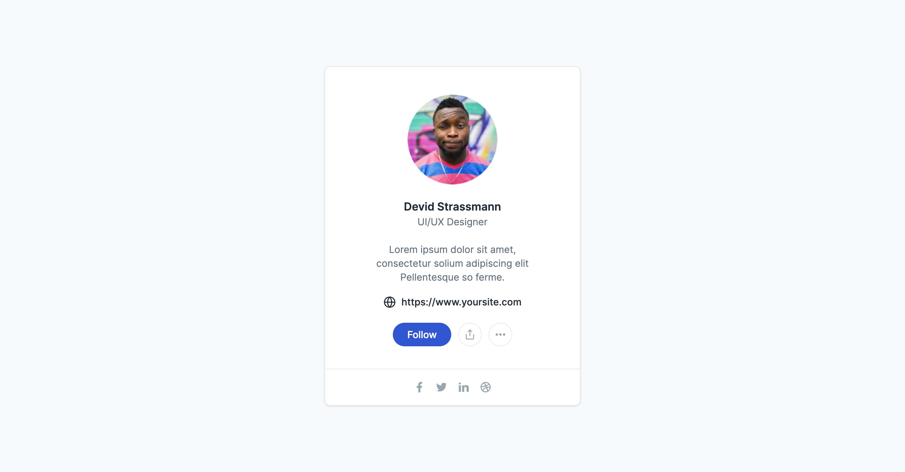 React Rectangular Profile Card with Social Links