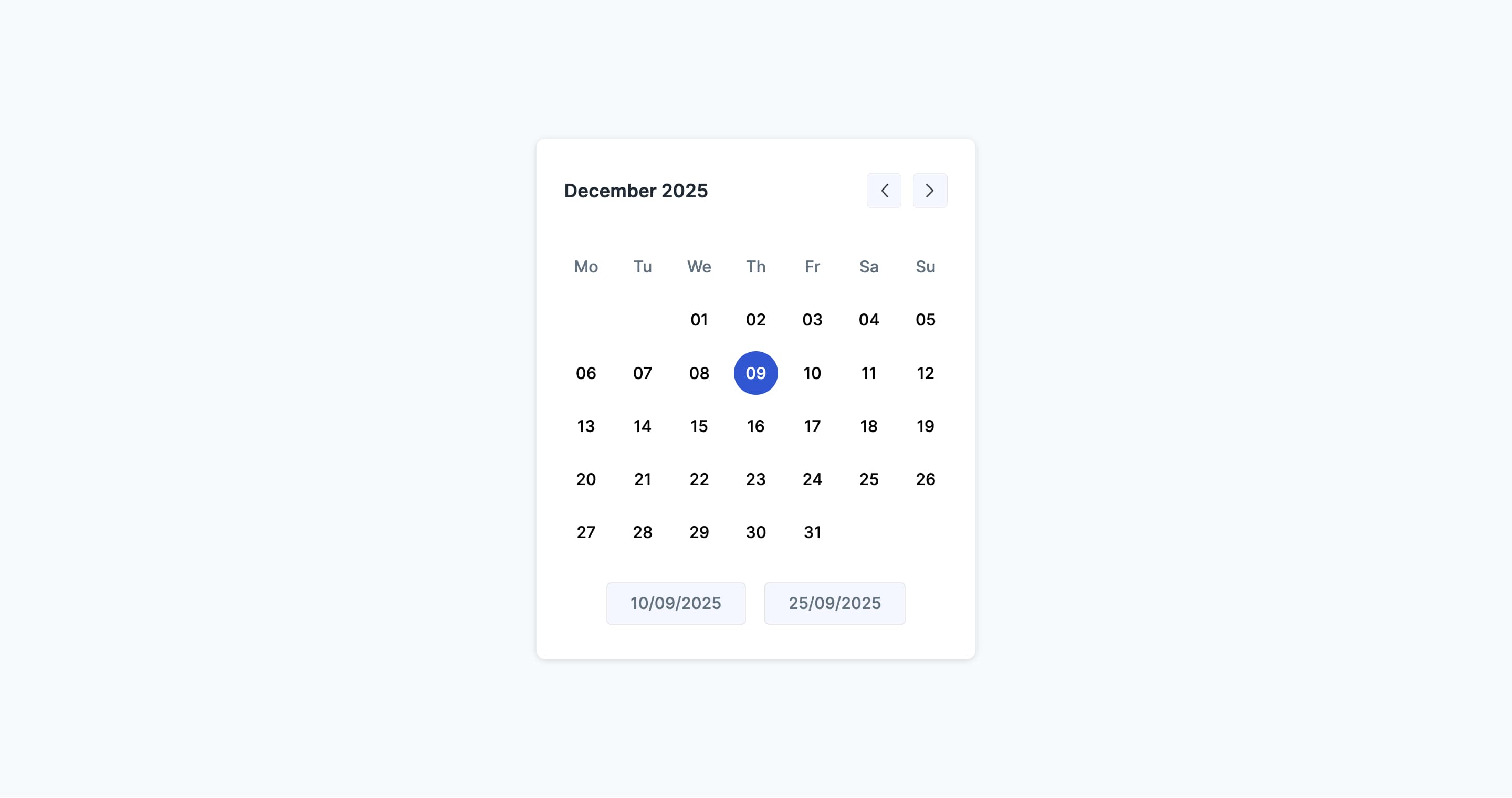 Date Range Picker with Calendar View