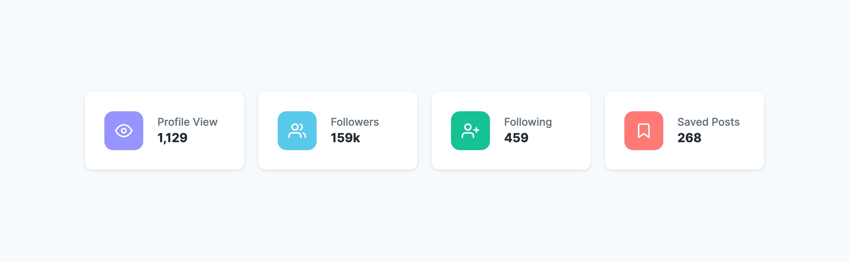 React Social Media Stats Card Set