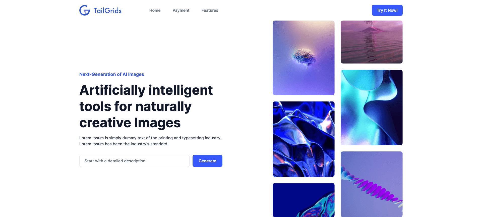 React AI Image Generator Hero Section