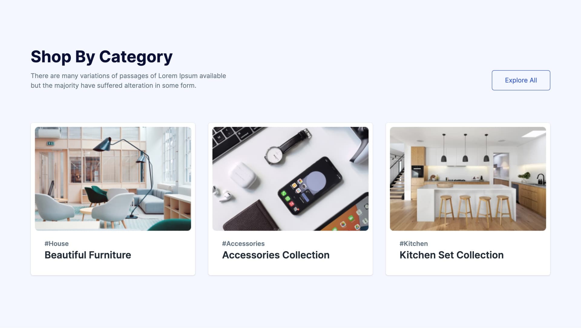 React Product Category Grid with Tags