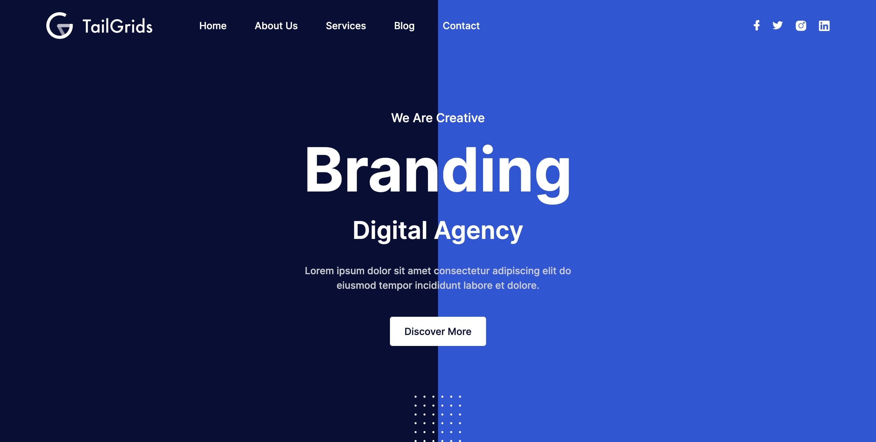 Hero Section for Branding Agency with Split-Screen