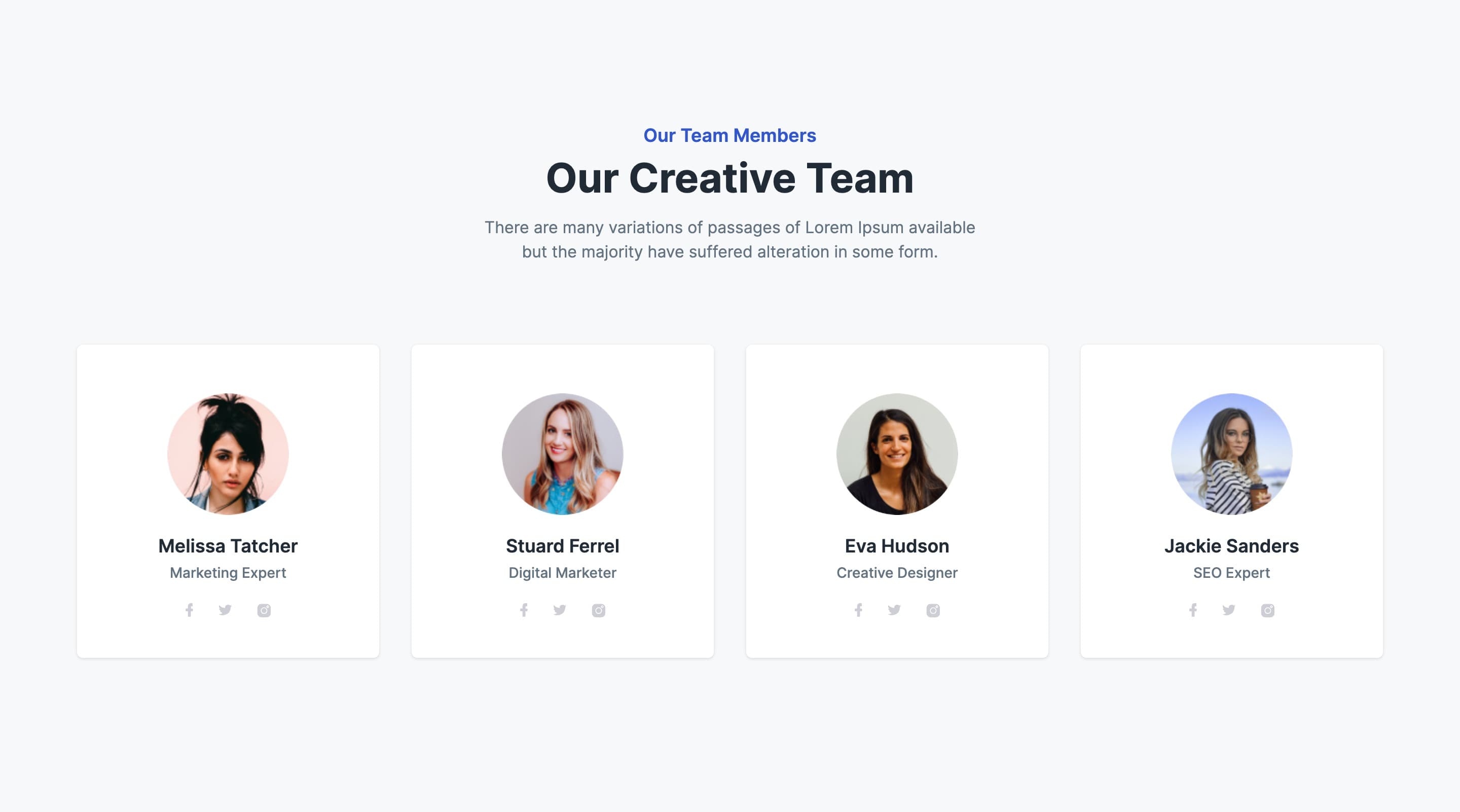 React Team Member Card with Circular Image