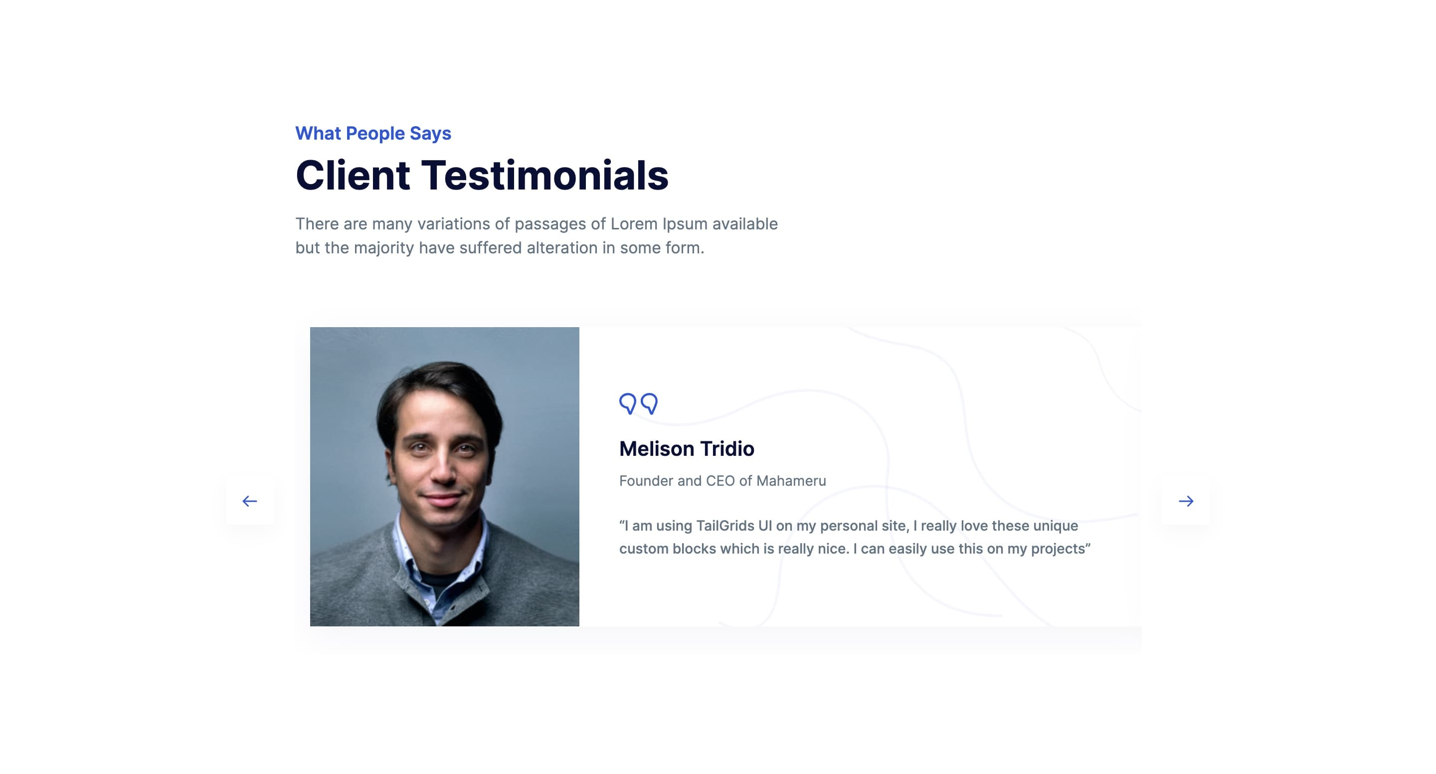 React Testimonial Slider with Decorative Elements