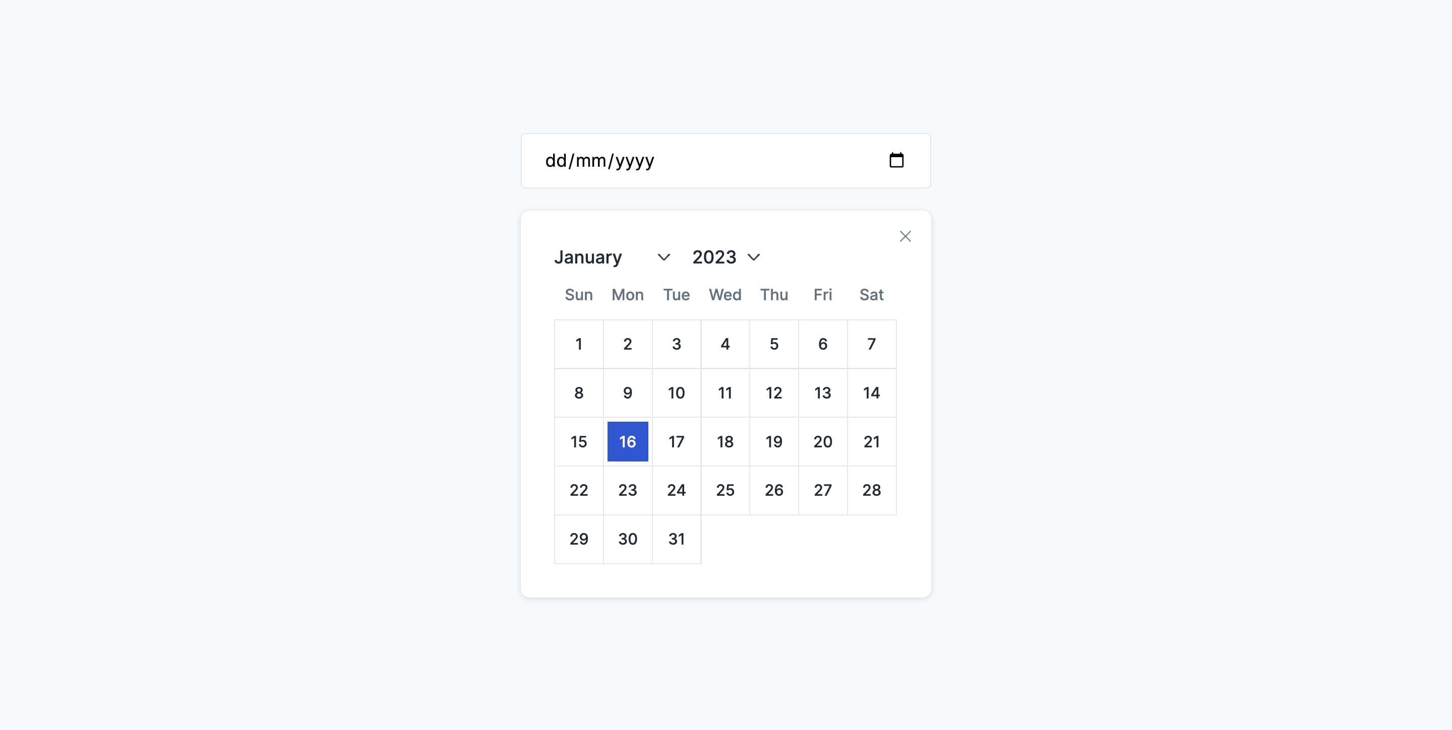 Calendar with Interactive Date Picker