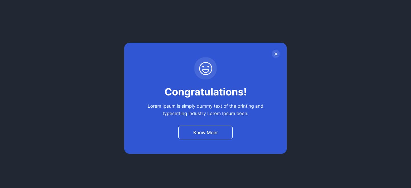 React Congratulations Modal with Close Button