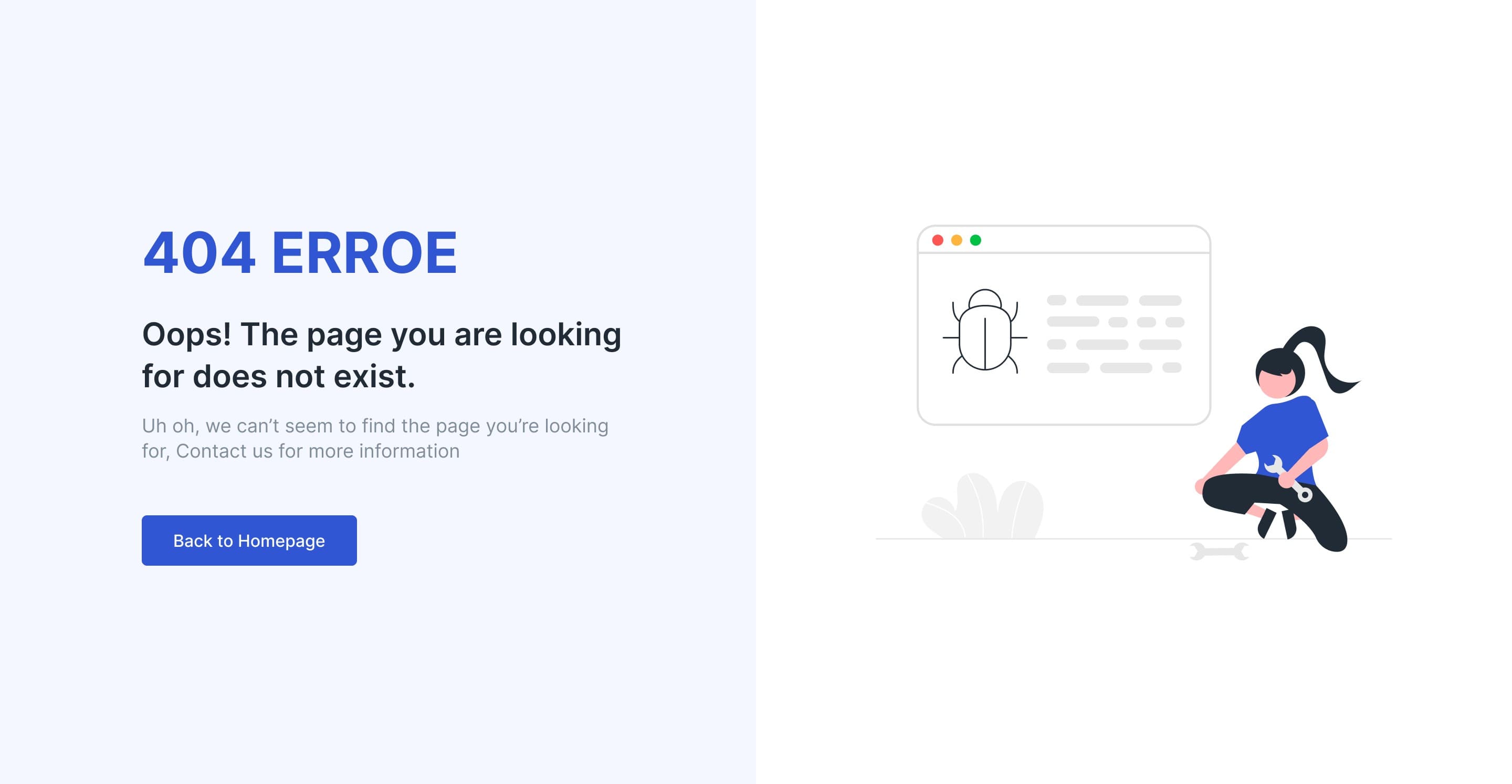 Split-Screen Error Page with Illustration