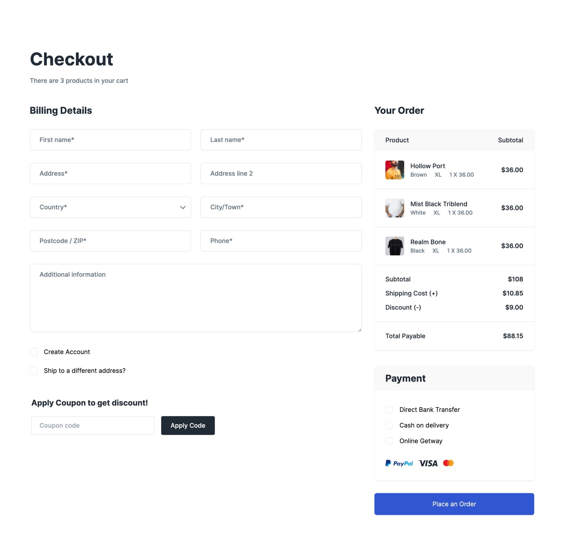 React E-commerce Checkout Page