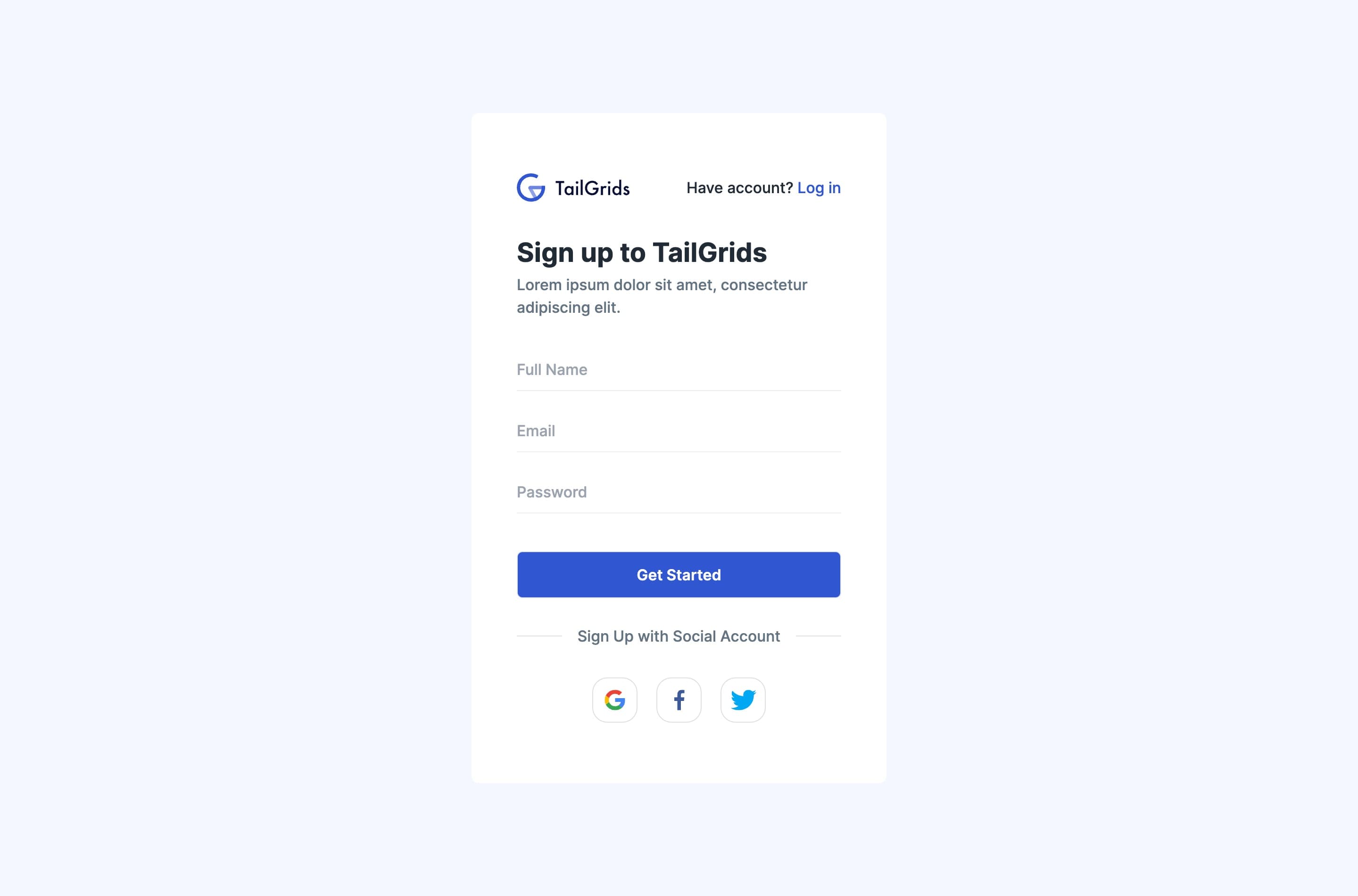 React Sign-Up Form with Social Options