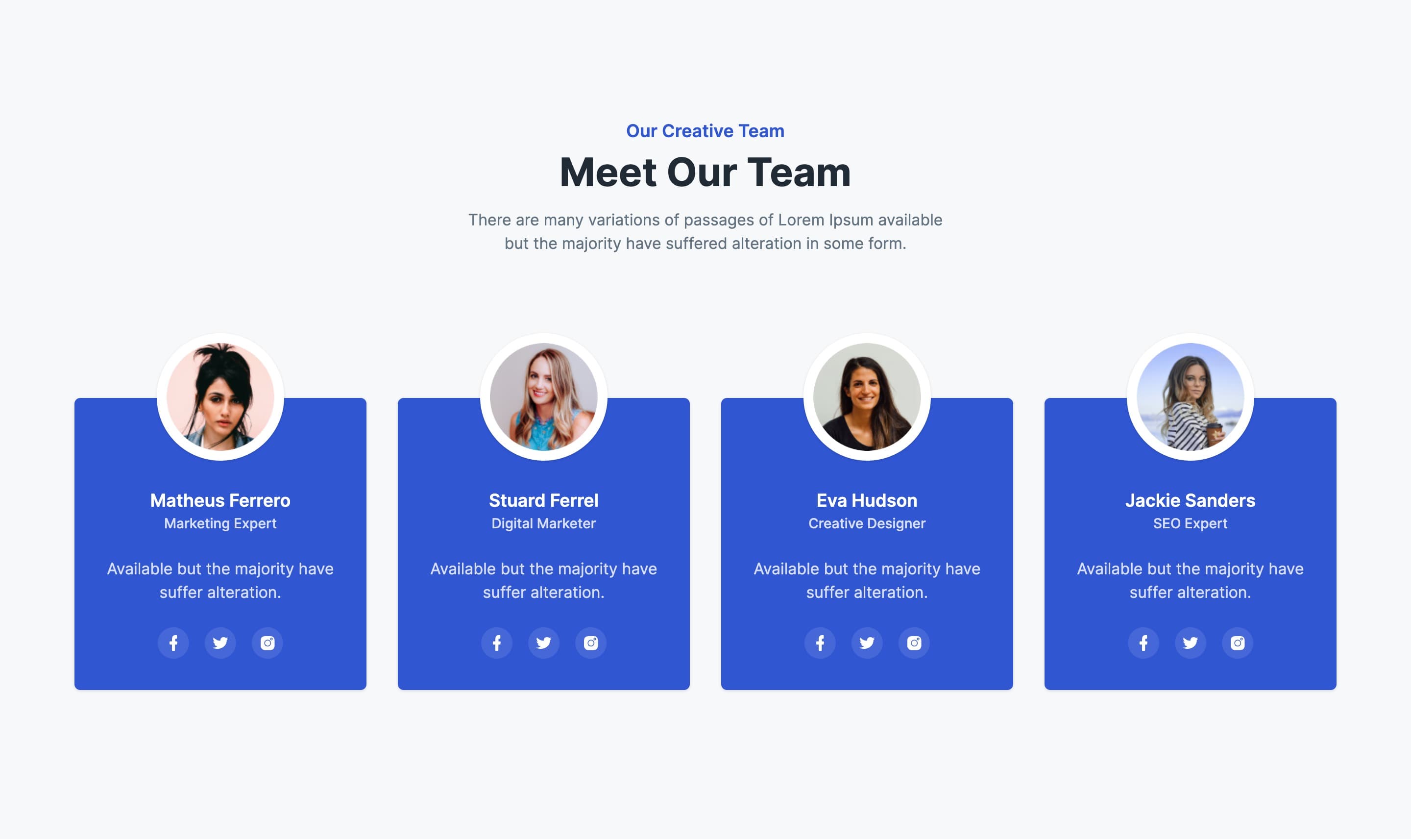 Team Member Card with Circular Image and Hover