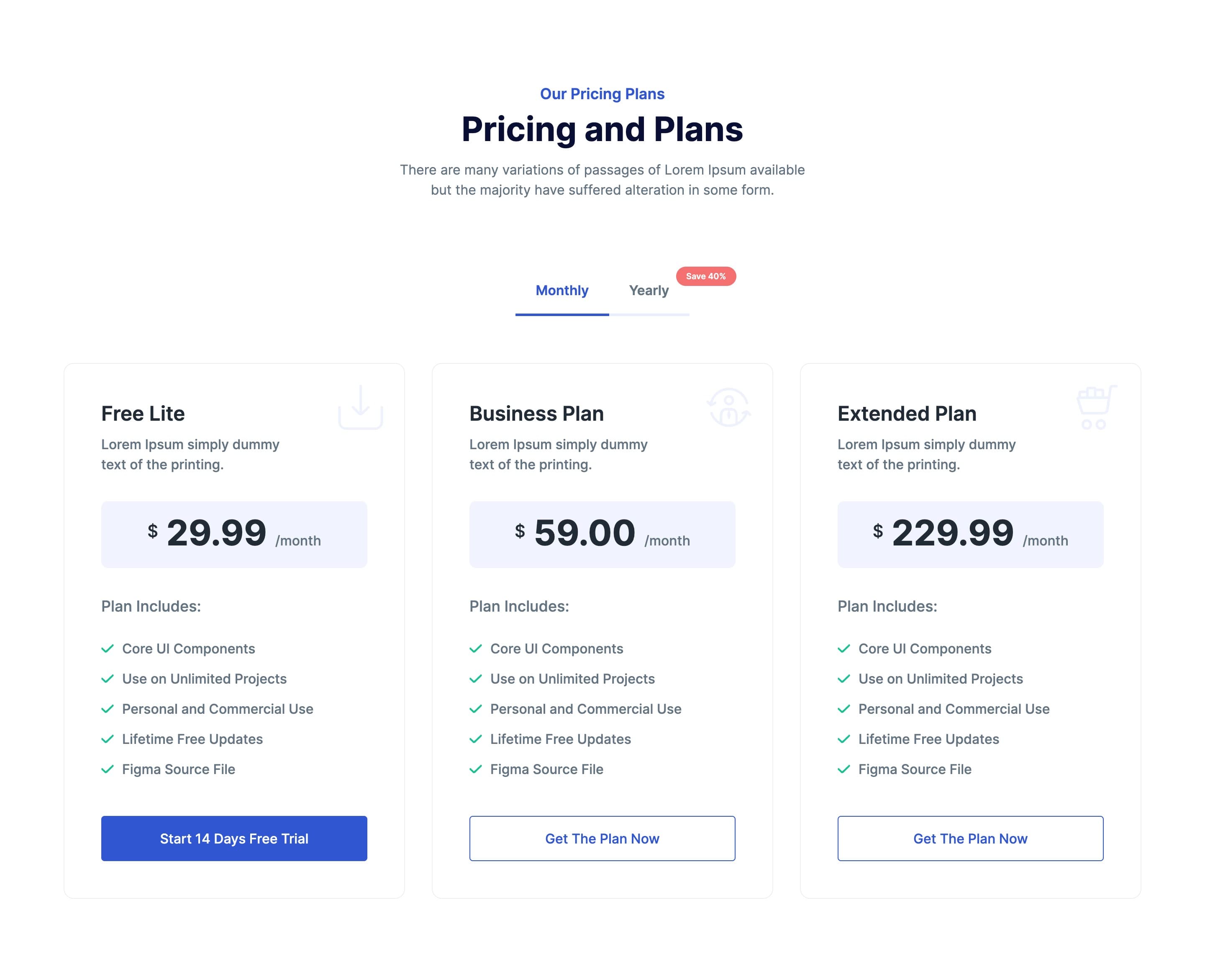 Pricing Plan with Toggle and Badge