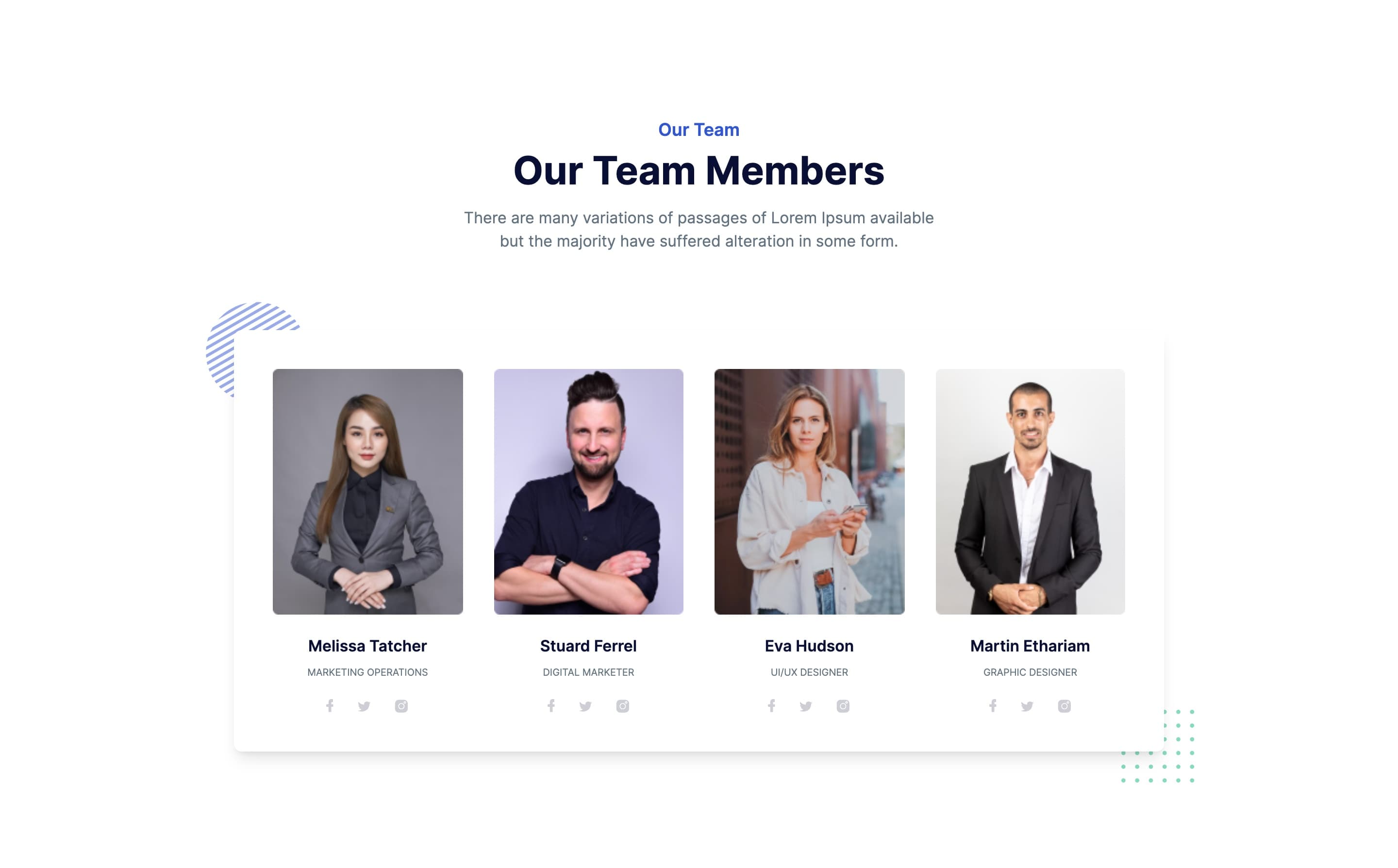 React Team Member Card with Social Links and Hover Overlay