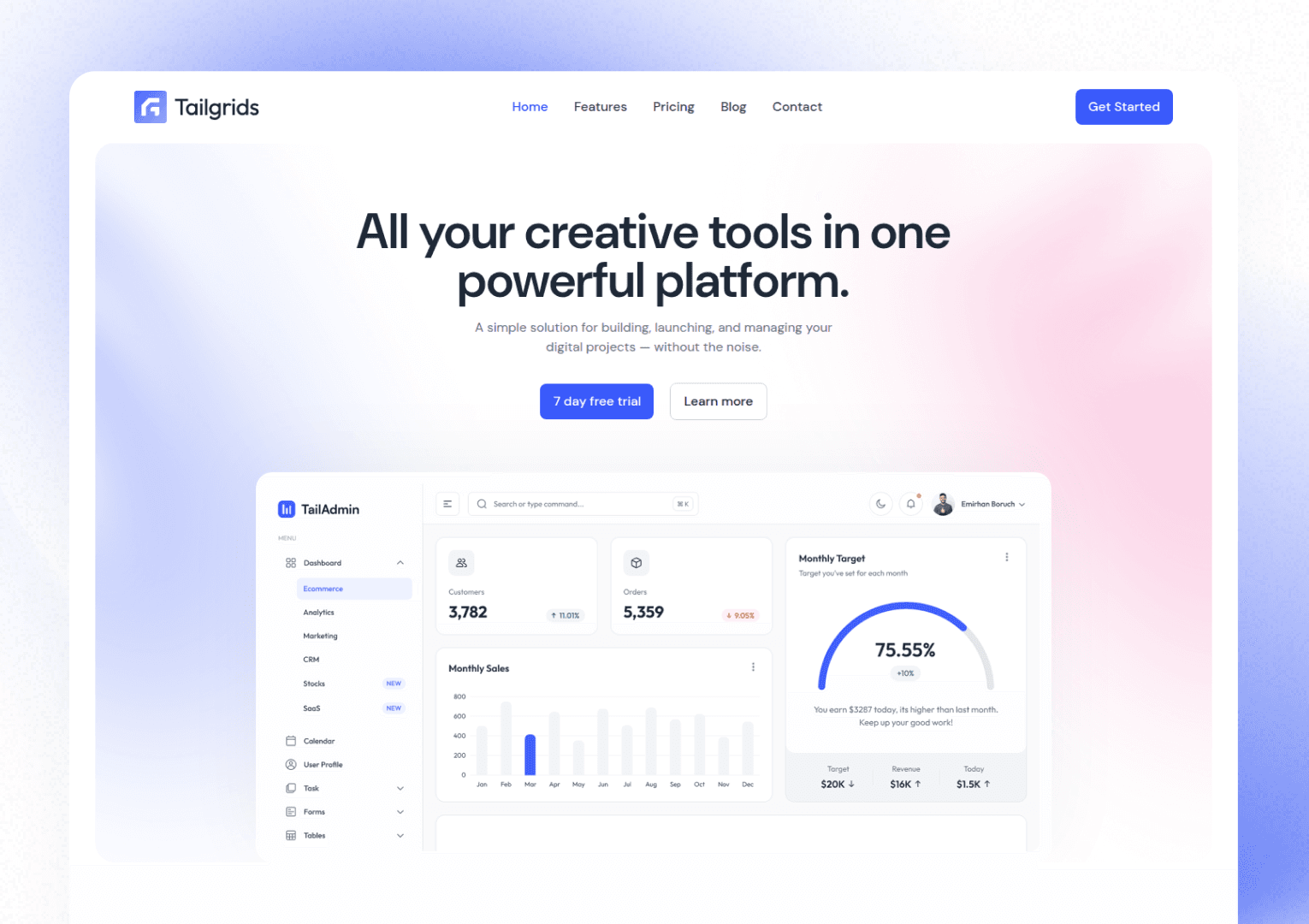 SaasSpace – React & Tailwind CSS SaaS Landing Page 