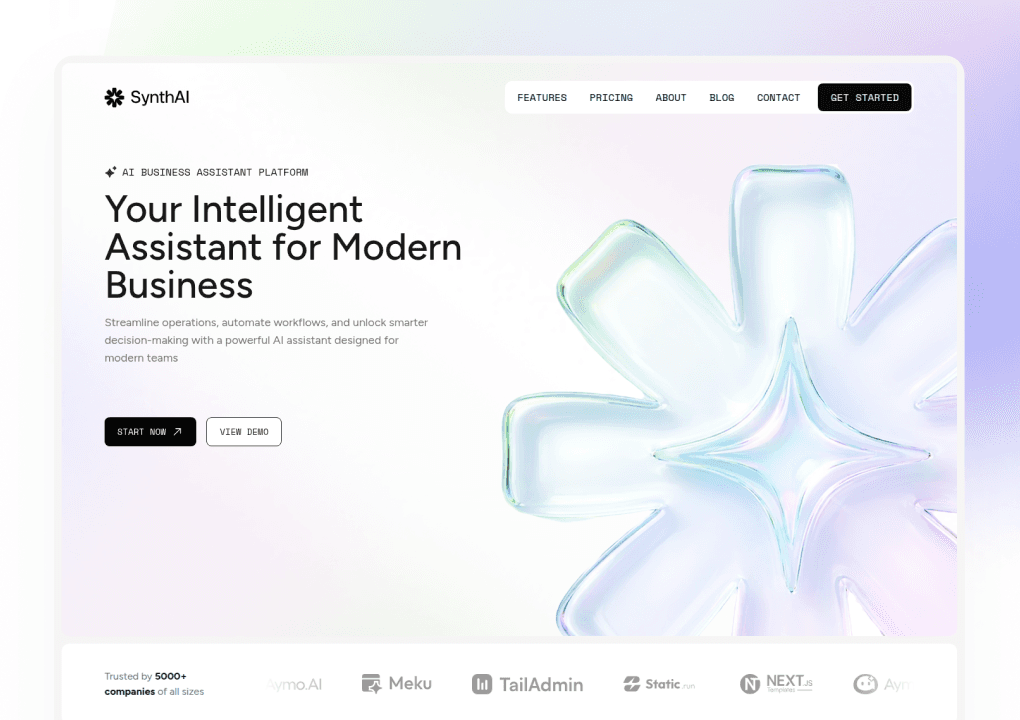 Synth AI - React AI Business Assistant Website Template