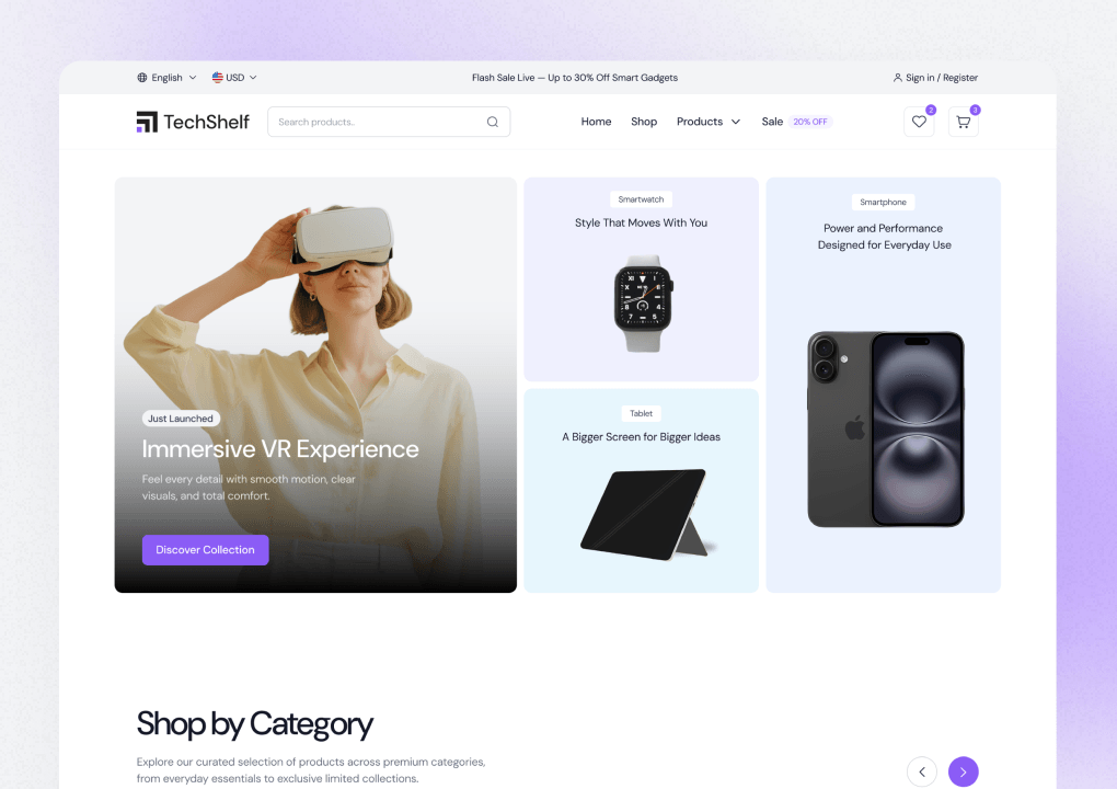 TechSelf - React Electronics E-Commerce Template
