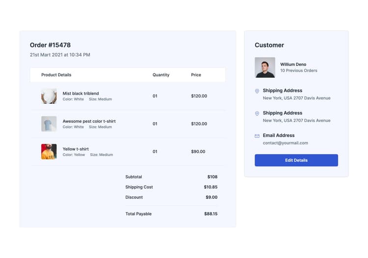 Tailwind Order Summaries - Components and Sections | TailGrids